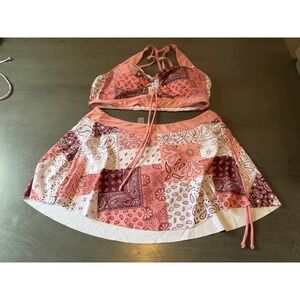 Pink Paisley Two-Piece Swim Set with Skirt